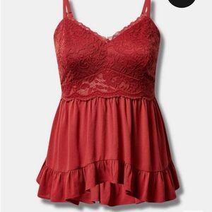 COPY - NWT Babydoll Crinkle Washable Crinkle Gauze And Lace Tank